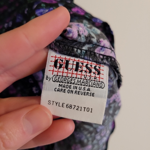 Vintage GUESS by Georges Marciano Floral Short Sleeve Button Down Flowy - Picture 6 of 10